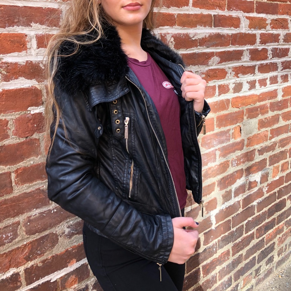 💣 Black Moto Faux Leather Jacket 💣